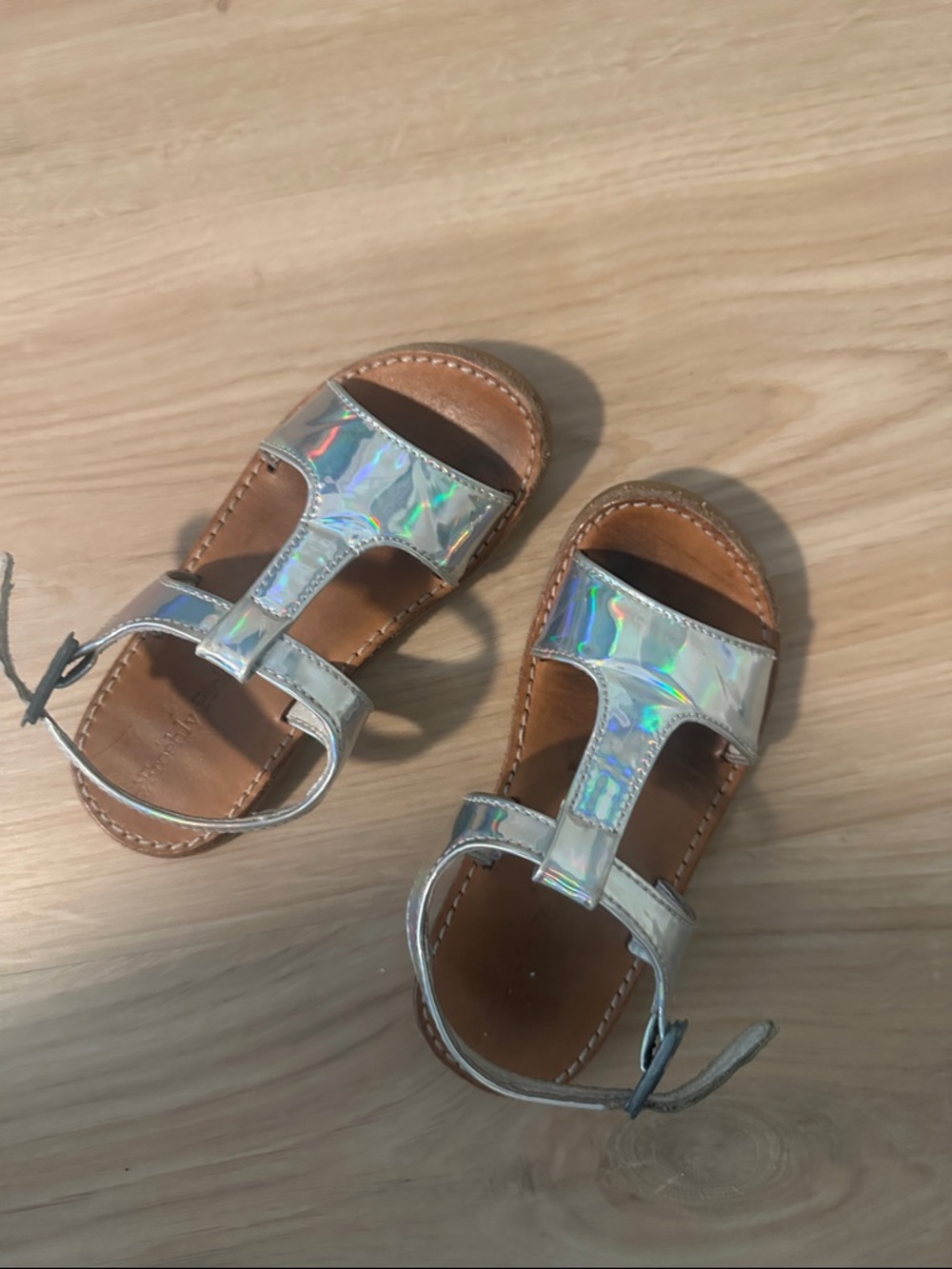 Kids Silver Holographic Freshly Picked T-Strap Sandals